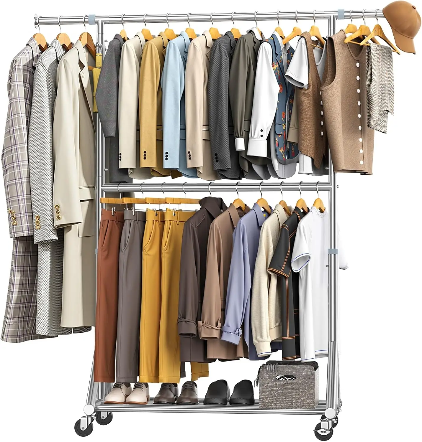 Steel Heavy Duty Tall Clothes Rack Load 860LBS, 73-81