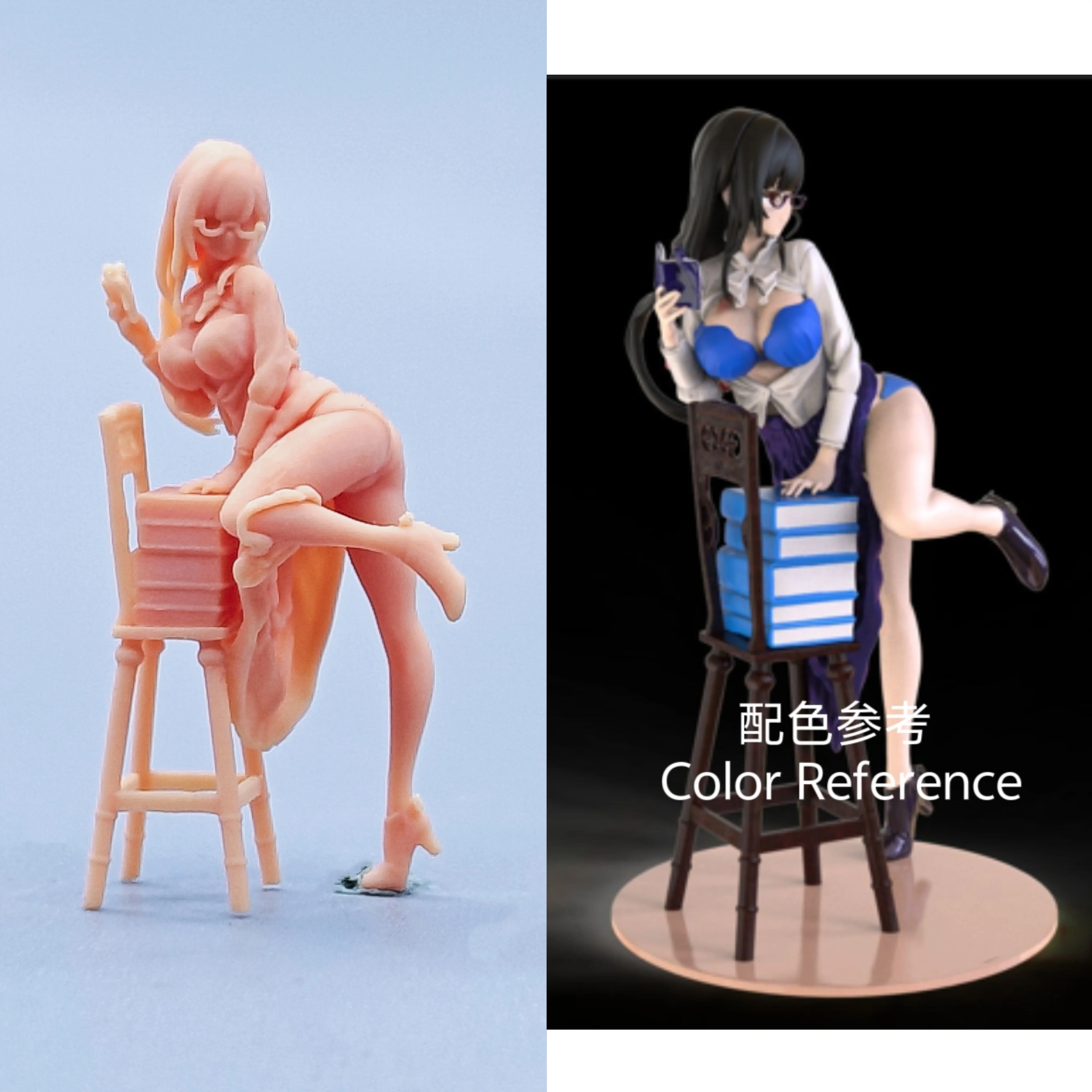 1/64 Figuren Maßstab Modell Harz Gläser Schönheit Lehrer Ungefärbte Miniaturen Diorama Handbemalt C427