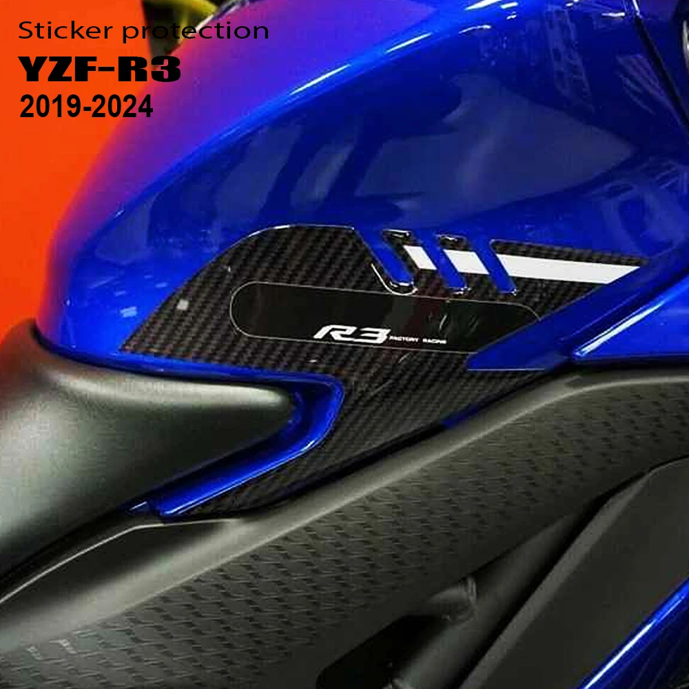 3D Motorcycle Tank Grip Pads For YZF R3 R 3 2019-2023 Protector Sticker Tank Traction Pad Side Anti-Slip Stickers Decal