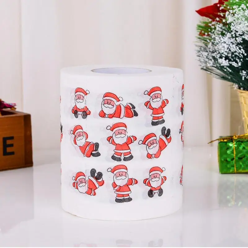 NEW Christmas Pattern Series Roll Paper Christmas Decorations Prints Cute Toilet Paper Christmas Decorations For Home 9*240cm