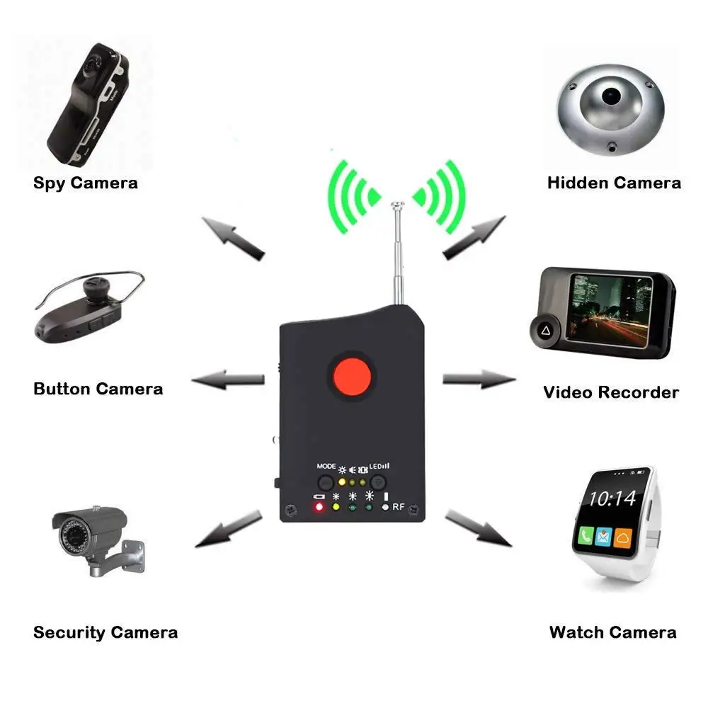 Anti-Spy Detector RF Signal Detector Hidden Camera GSM Audio Bug Detector GPS Lens RF Signal Finder
