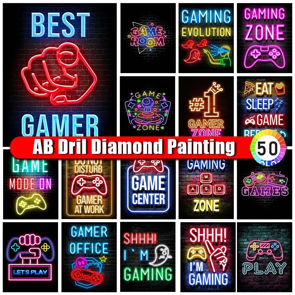 Zipper Bag DIY 5D AB Diamond Painting Game Party 5D Diamond Embroidery Gaming Scenery Mosaic Cross Stitch Room Decoration Gift