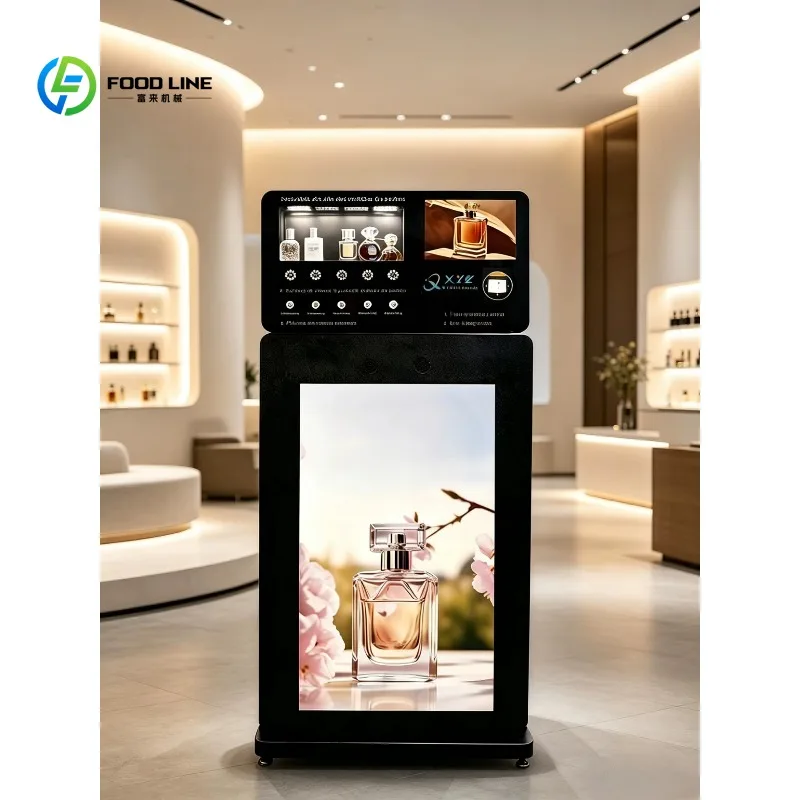 Customizable Floor Mounted Perfume Vending Machine Large Advertising Screen Self Service Fragrance Sprayer Vending Kiosk