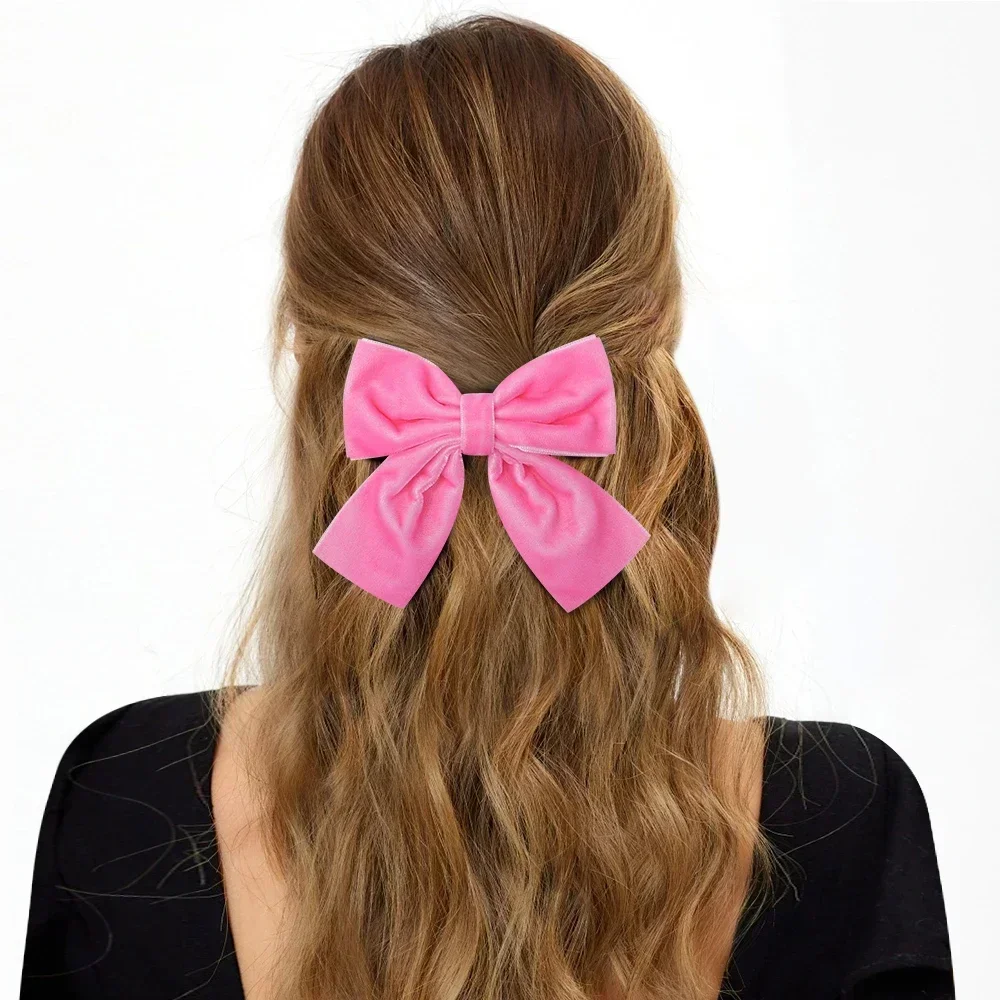 Accesorios para el cabello para niña, pinzas para el cabello con lazo de terciopelo Vintage para mujer y niño, pinzas coreanas dulces, accesorios