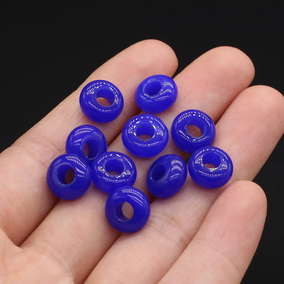 100pcs Natural Stone Big Hole Beads Abacus Shape Natural Blue Agates Beads for Making Jewelry Necklace Bracelet Wholesale 5x10mm