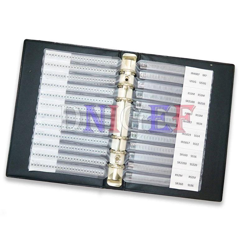 24Values SMA Rectifier Diode Sample Book SMD Assortment Kit Schottky Diodes M1 M4 M7 SS12 SS14 SS16 SS24 SS34 SS36 SS110 SS210