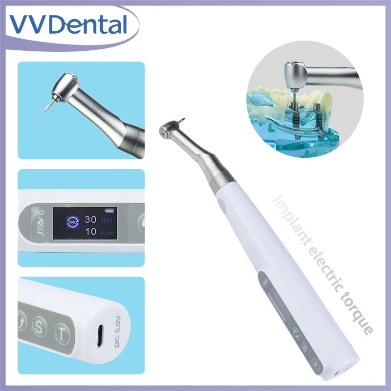 

Беспроводной двигатель для зубных имплантатов, электрический динамометрический ключ, динамометрический ключ для имплантатов с 16 отвертками, угловой двигатель