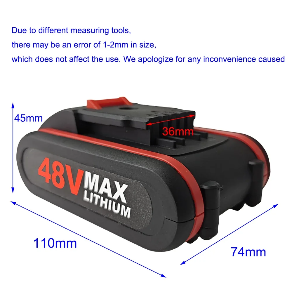 Imagem -06 - Bateria de Lítio para Ferramentas Elétricas Chave sem Fio Serra de Poda Logging Motosserra Broca Worx 48v 2000mah 18650