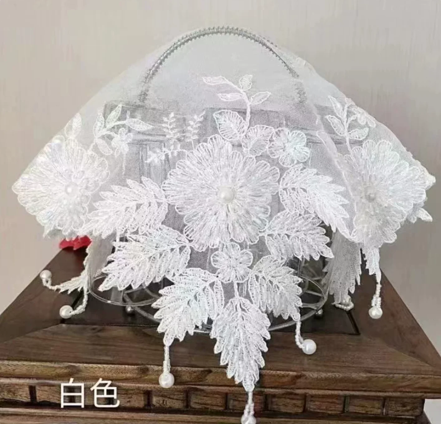 Korean lace embroidery, handmade nail bead mesh, simple cover cloth, decorative towel, tablecloth