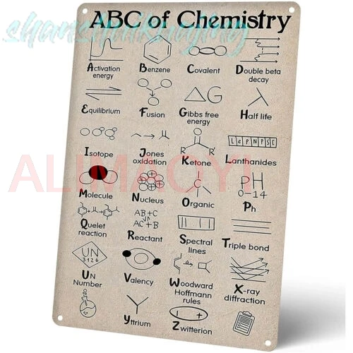Chemistry Poster Vintage Tin Sign ABC of Chemistry Metal Signs Wall Art Gifts sign