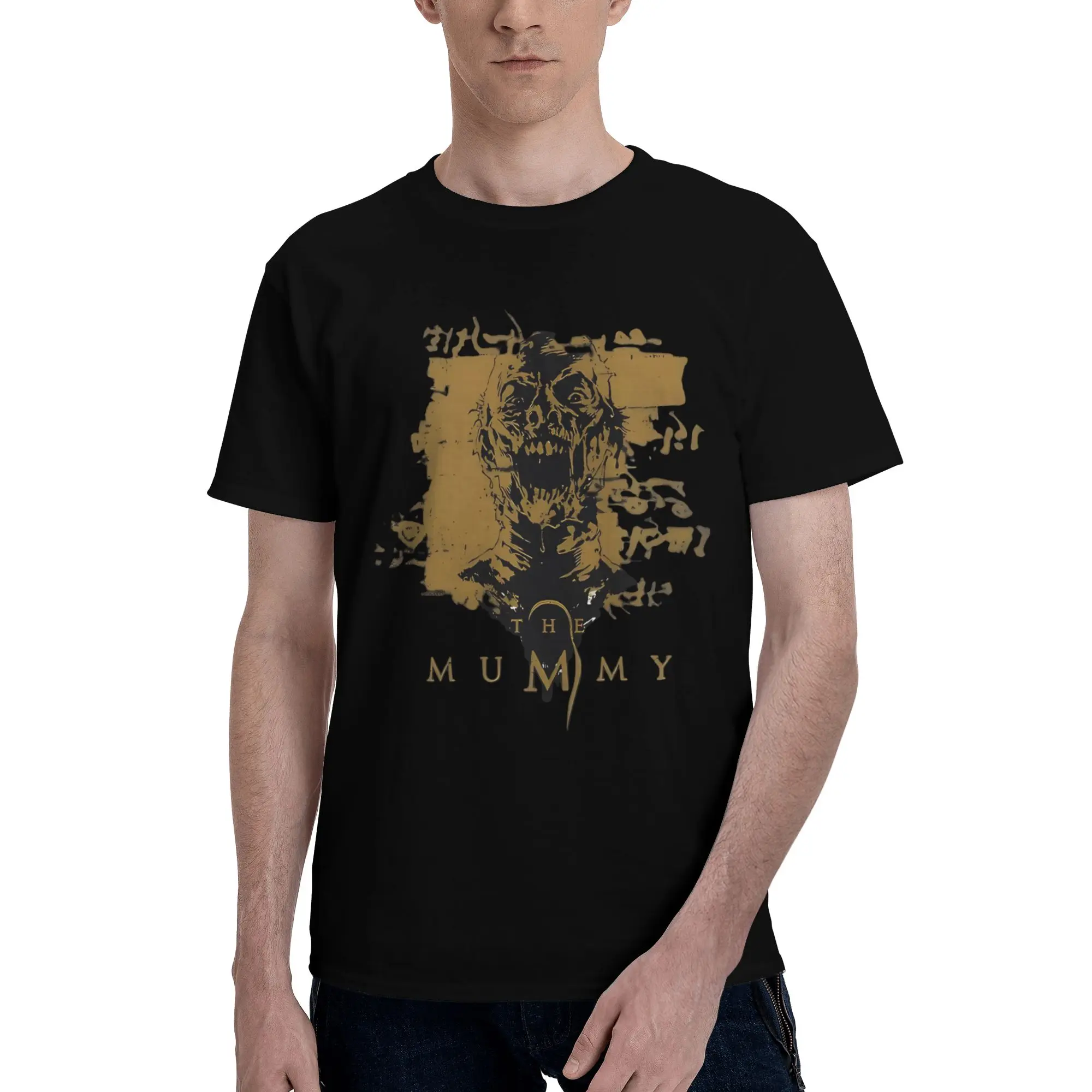 Vintage Funny Action Halloween Horror Retro Novelty Graphic 100% Cotton T-Shirt The mummy Tees Tops For Men