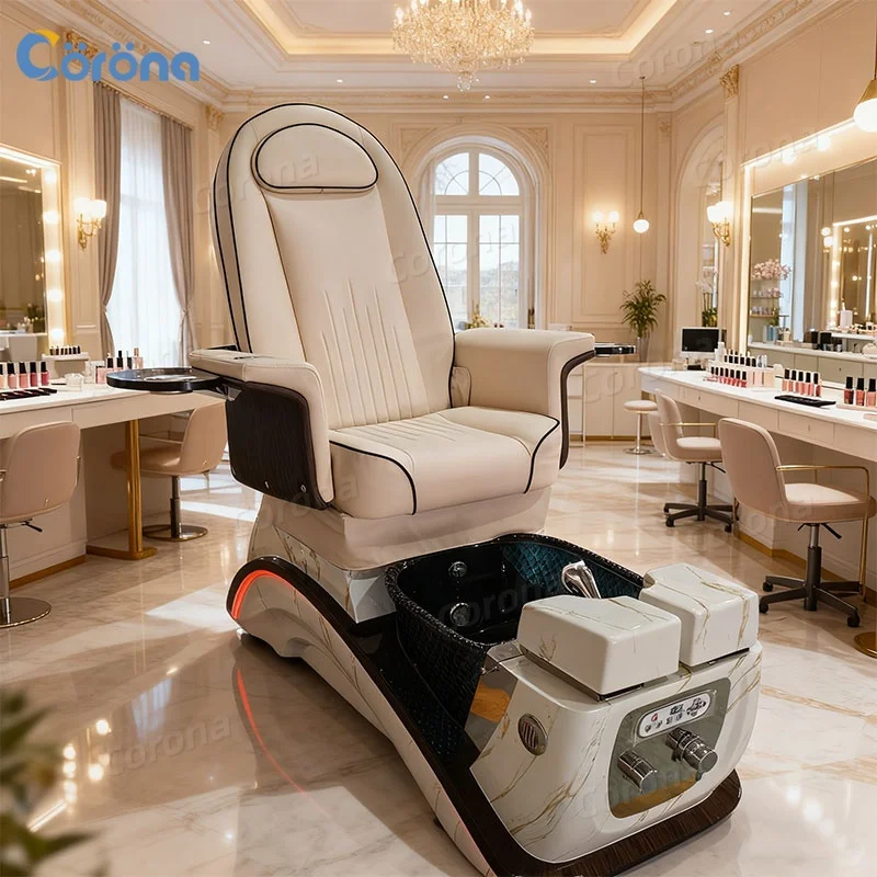 

Мебель для салонов красоты: современное роскошное электрическое кресло-реклайнер с гидромассажем и безтрубной системой для педикюра и массажа в маникюрном салоне