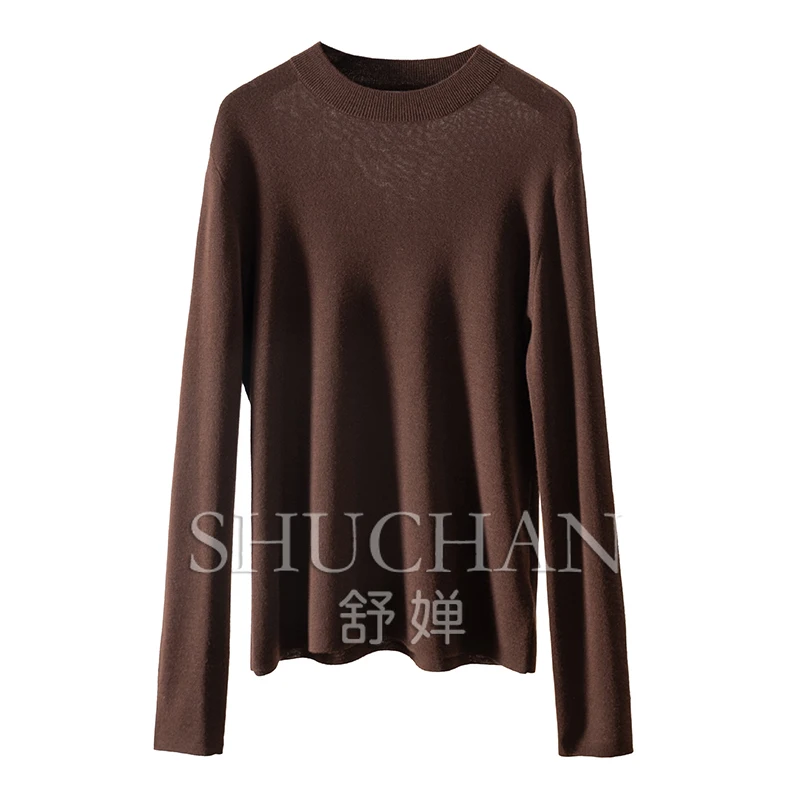 

Worsted 84.2% Wool + 15.8% Cashmere Crew Neck Long Sleeve Sweater Women Pull Femme Autumn Clothes Women