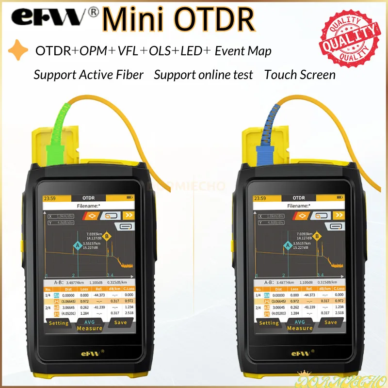 OFW OTDR Active Fiber Live Test 1550nm 20dB 80KM Fiber Reflectometer Touch Screen OPM VFL OLS iOLA FTTH Event Map Fiber Tester