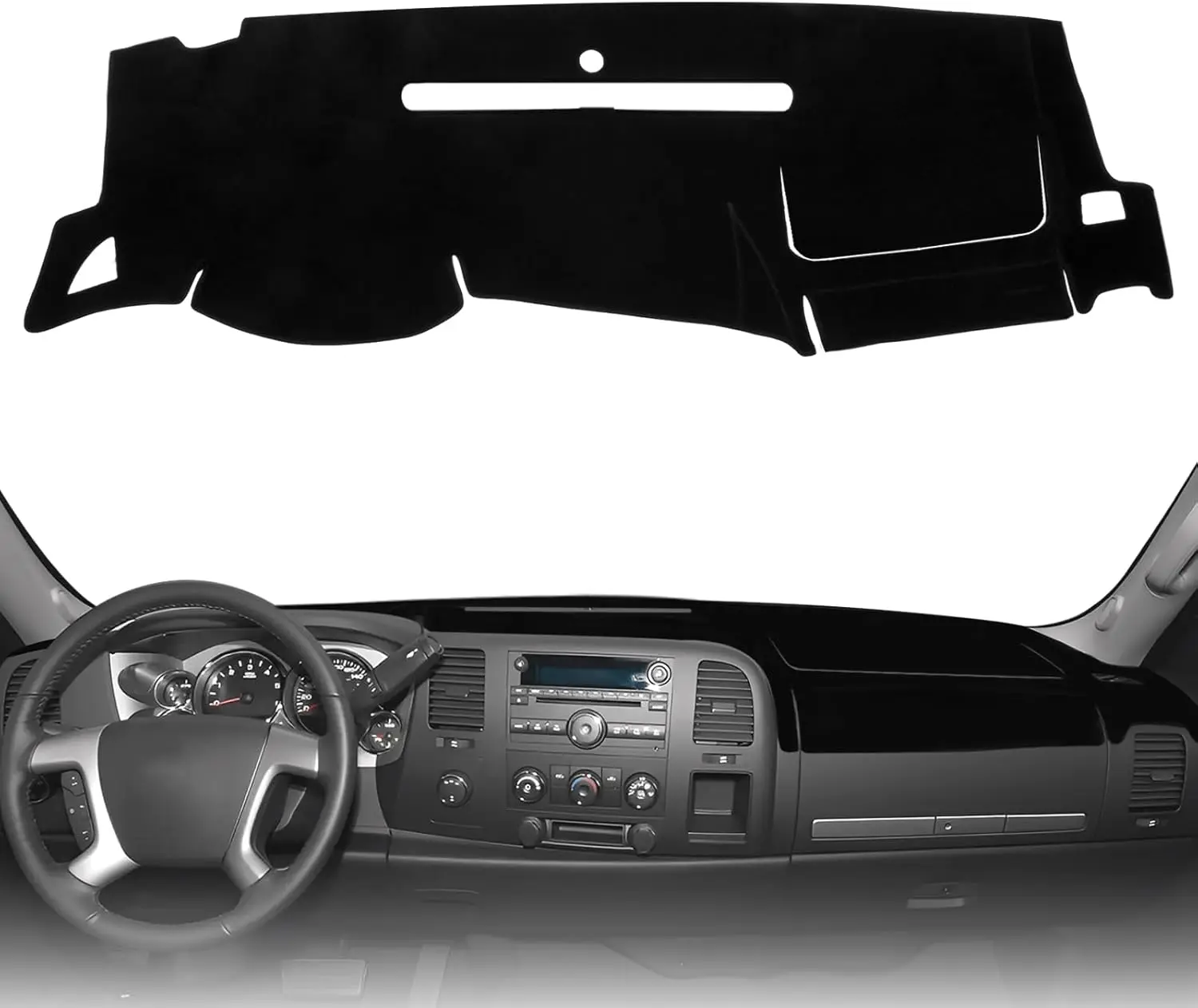 Dash Cover Mat for 2007-2013 Chevy Silverado/GMC Sierra 1500 2500HD 3500HD Accessories Dashboard Cover Non-Slip No Glare Custom