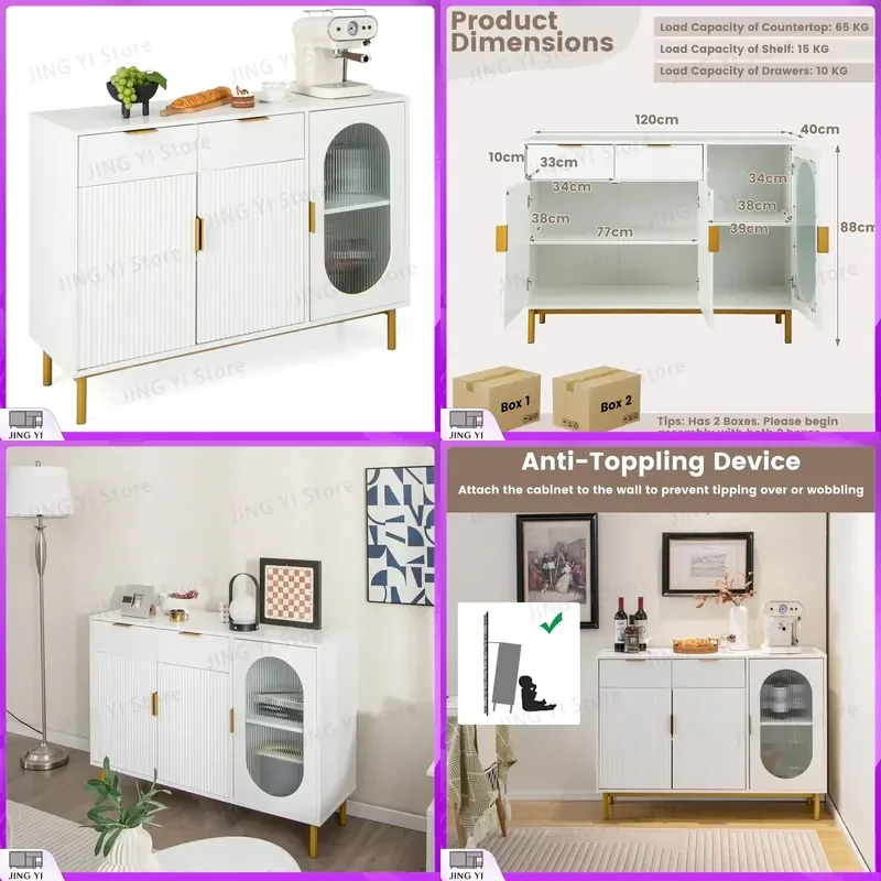 Kitchen Storage Sideboard Dining Buffet Server Cabinet Cupboard with 2 Drawers for Home Office Lab Workshop Storage