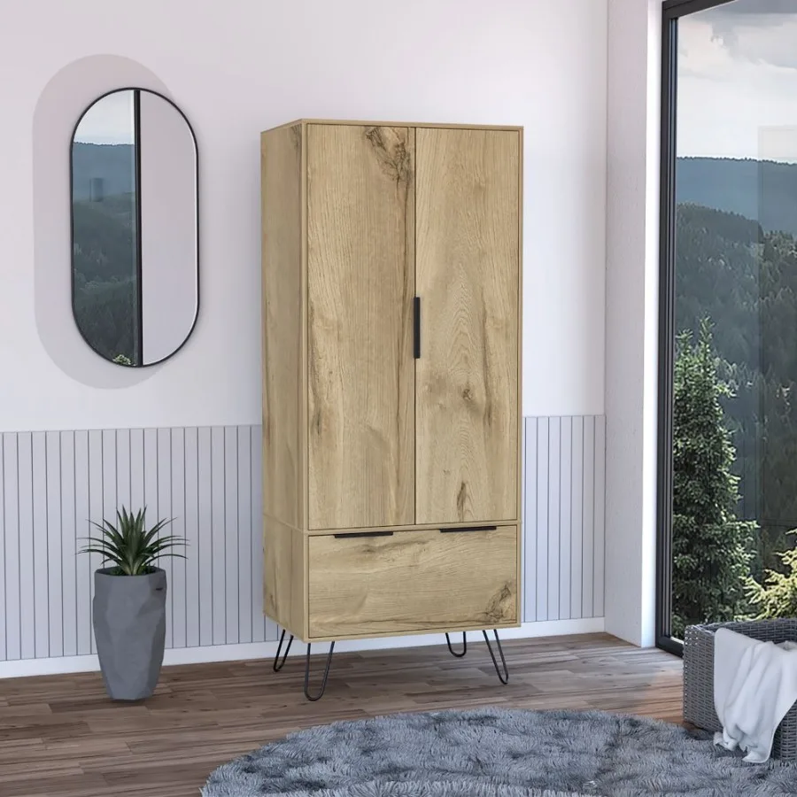 

Begonia Closet One Drawer Double Door Cabinet Hairpin Legs