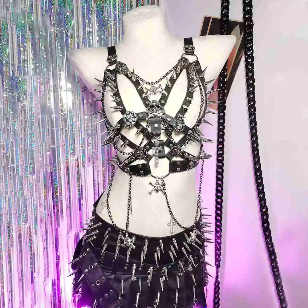 

Cross E-Girls Emo Chain Skull Hip Hop Punk Rock Harajuku Fairy Goth Grunge Spike Studded Rivet Digital Y2K Halter Camisole TOPS