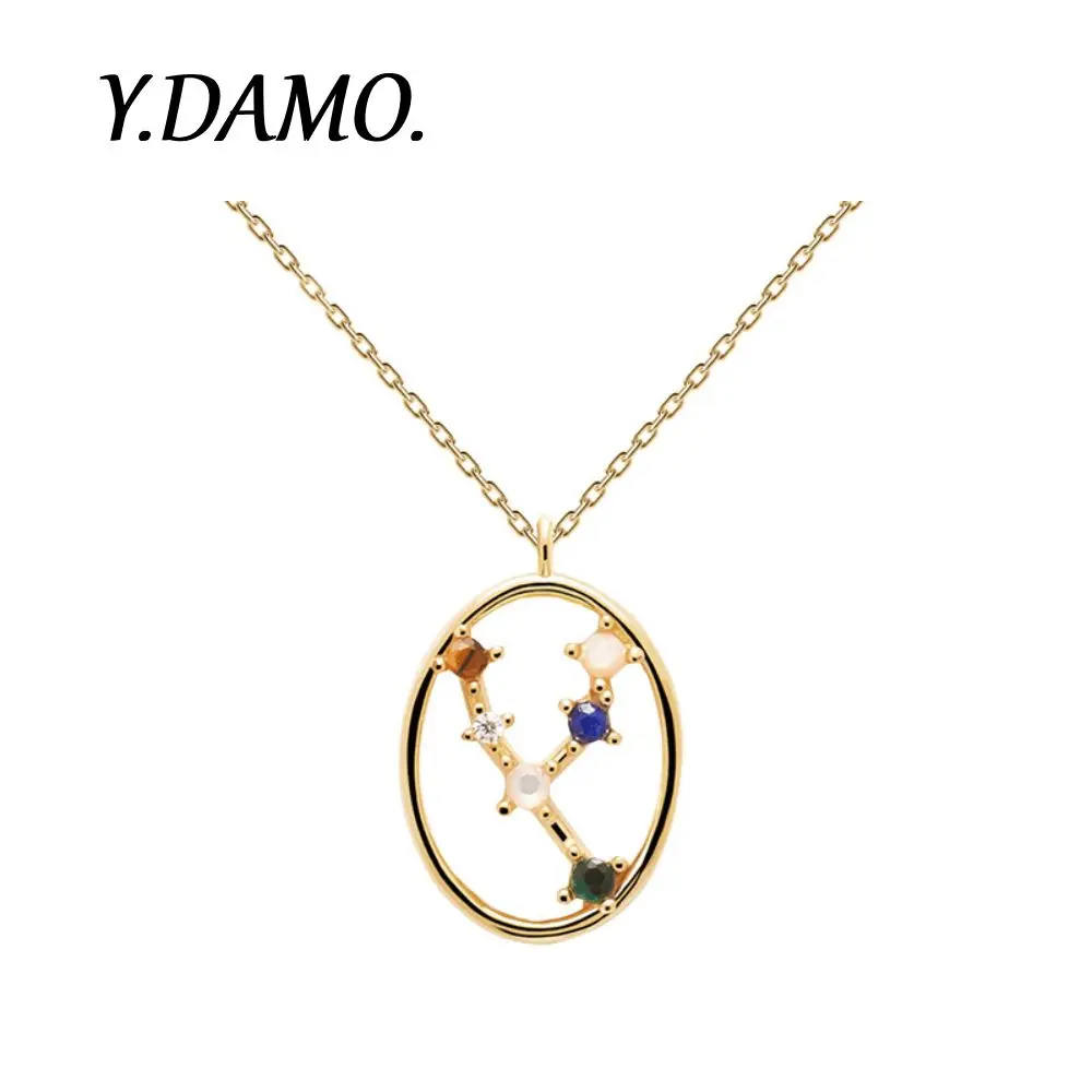 

Damo Popular Stainless Steel 12 Constellation Necklaces Charm Geometric Pendant Choker Birthday Jewelry Gift For Women Girls