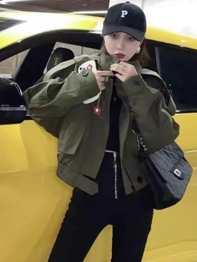 Militare een ort Jaet Abbigliamento da lavoro primavera autunno da donna Sle Giacca a vento casual Cappotto con cappuccio con chiusura a cerniera