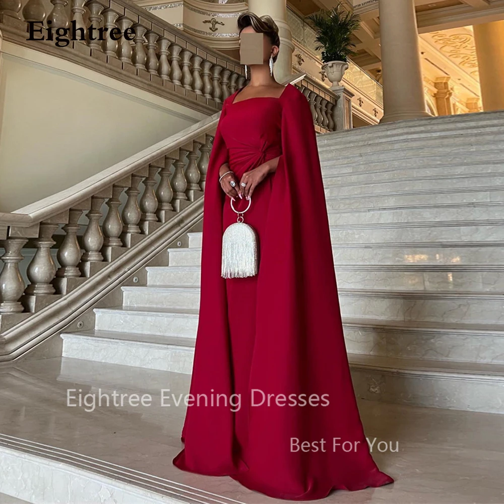 

Eightree Elegant Red Evening Dresses Saudi Arabic Women Long Party Formal Dress Celebrity Square Neck Prom Gowns Robe De Soirée