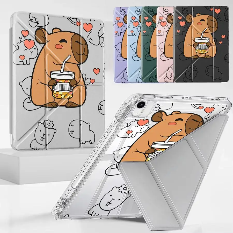 

Holder Cover Tablet Case For iPad Air 4 5 M3 M2 M4 11inch Pro 2025 Mini 6 7 Pro 11th 10th 9th 8th 7th 12.9inch Y-Fold Cute Line