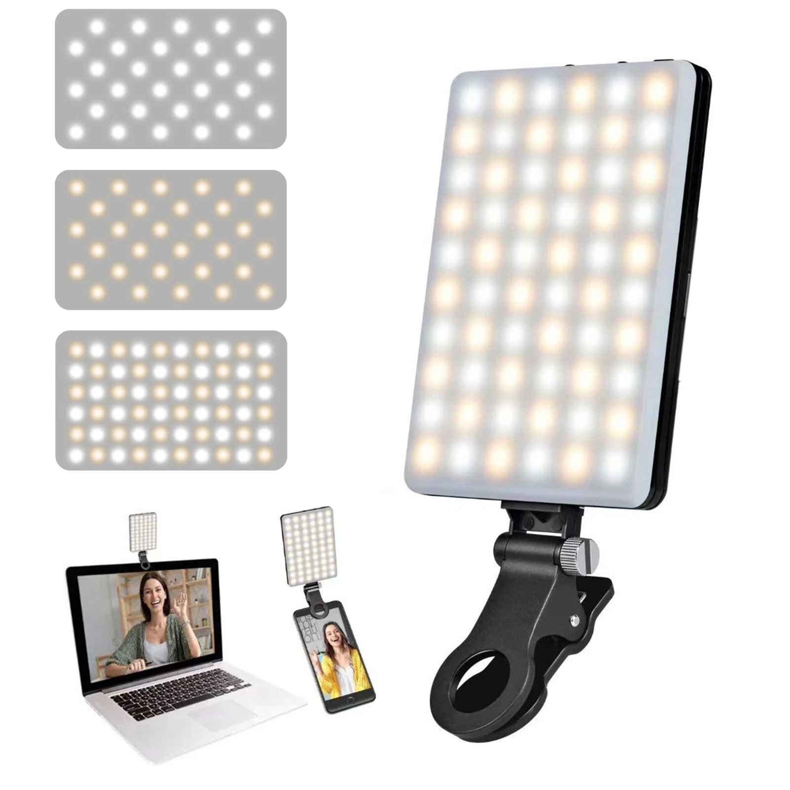 

2500K-9000K LED Selfie Light RGB Photography Lighting Mobile Phone Computer for Studio Light Selfie Clip Fill Light Conference