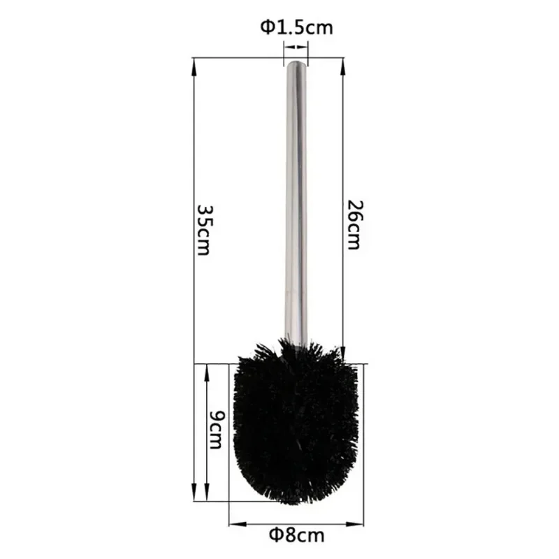 Escova de limpeza do toalete do aço inoxidável, purificador preto e prata, banheiro e cozinha, toalete ferramentas, 1PC