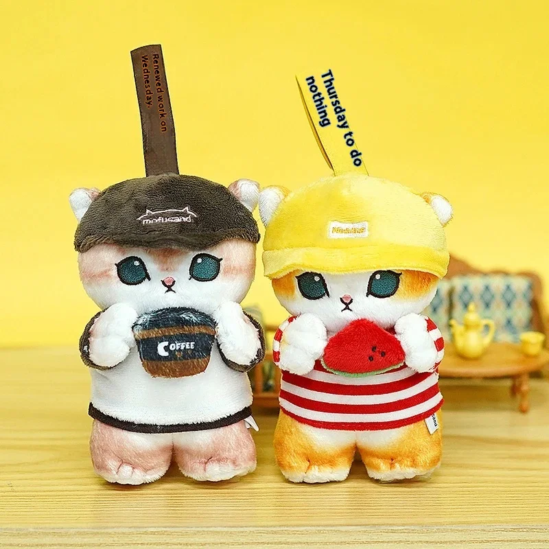 Echte Mofus and Katze Fushandi Hai Katze eine Woche Status Serie Plüsch Puppe Anhänger Schlüssel bund Tasche Rucksack Dekorationen