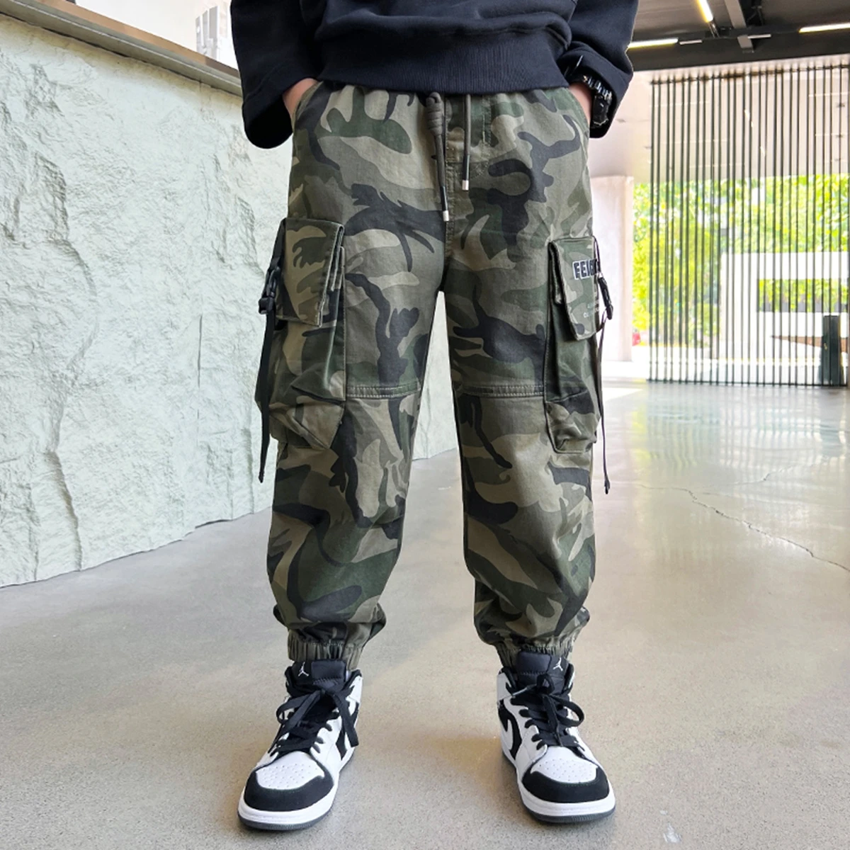 Boys Camouflage Cargo Pants Autumn Big Kids Casual Sport Pants Spring Teenage Joggers Trousers Children Streetwear Baggy Pants