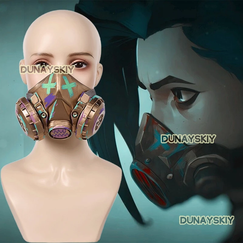 

Jinx Cosplay Arcane 2 Disguise Jinx Cos Mask 18.5*8*11.5cm Women Masks Game LOL Costume Accessory Anime Role-playing Props Suit*