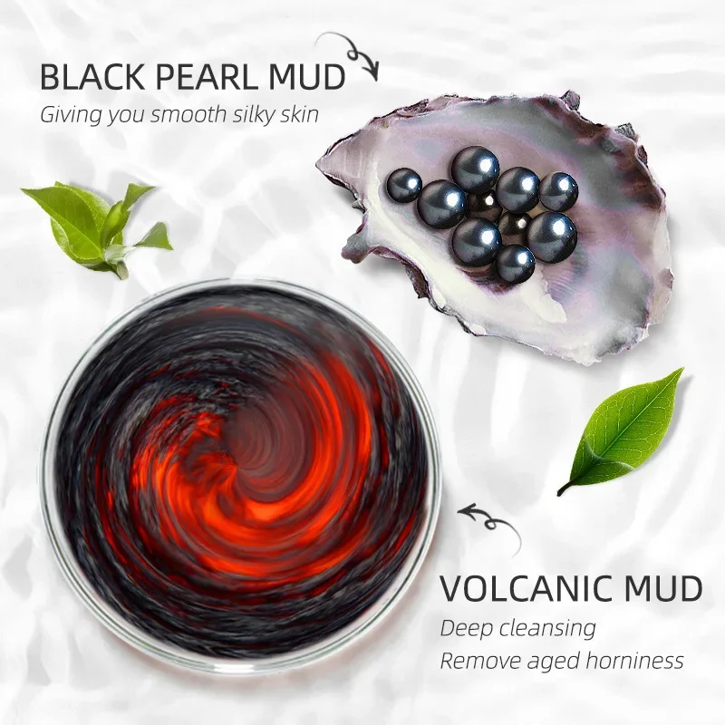 LAIKOU 85g Black Pearl Mud Mask Facial Oil Control Moisturizing Blackhead Removal Korean Mask Skin Care