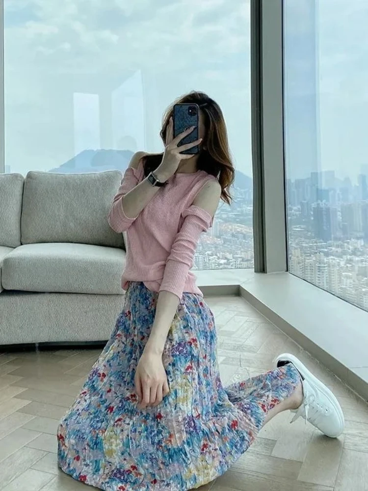 

Нежная женская юбка миди в стиле «Первая любовь» с цветочным узором, летняя коллекция 2026, новая, милая, мягкая, воздушная, девичья