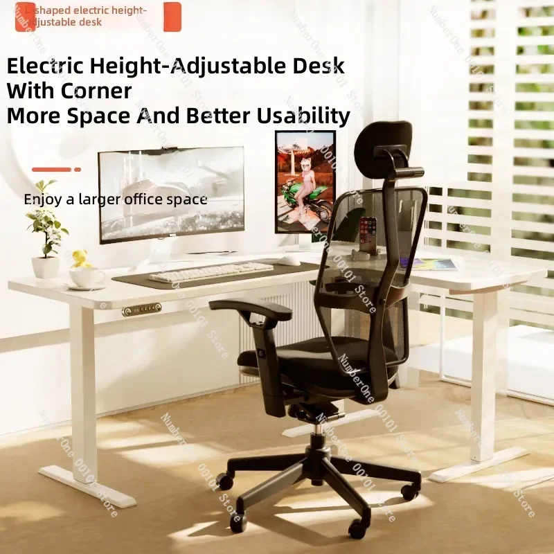 Smart L Shaped Electric Standing Desk Frame Adjustable Height Sit Stand Workstation Corner Office Table Base Motorized Legs