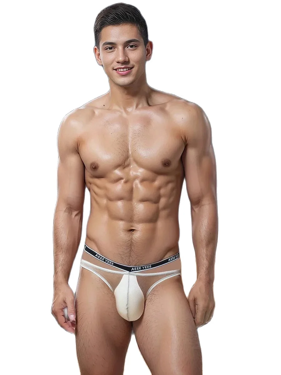 Underwear men's thongs fully transparent Men Thongs T-back Ice Silk  gay Single T-back Hot T-pants Sports Briefs New