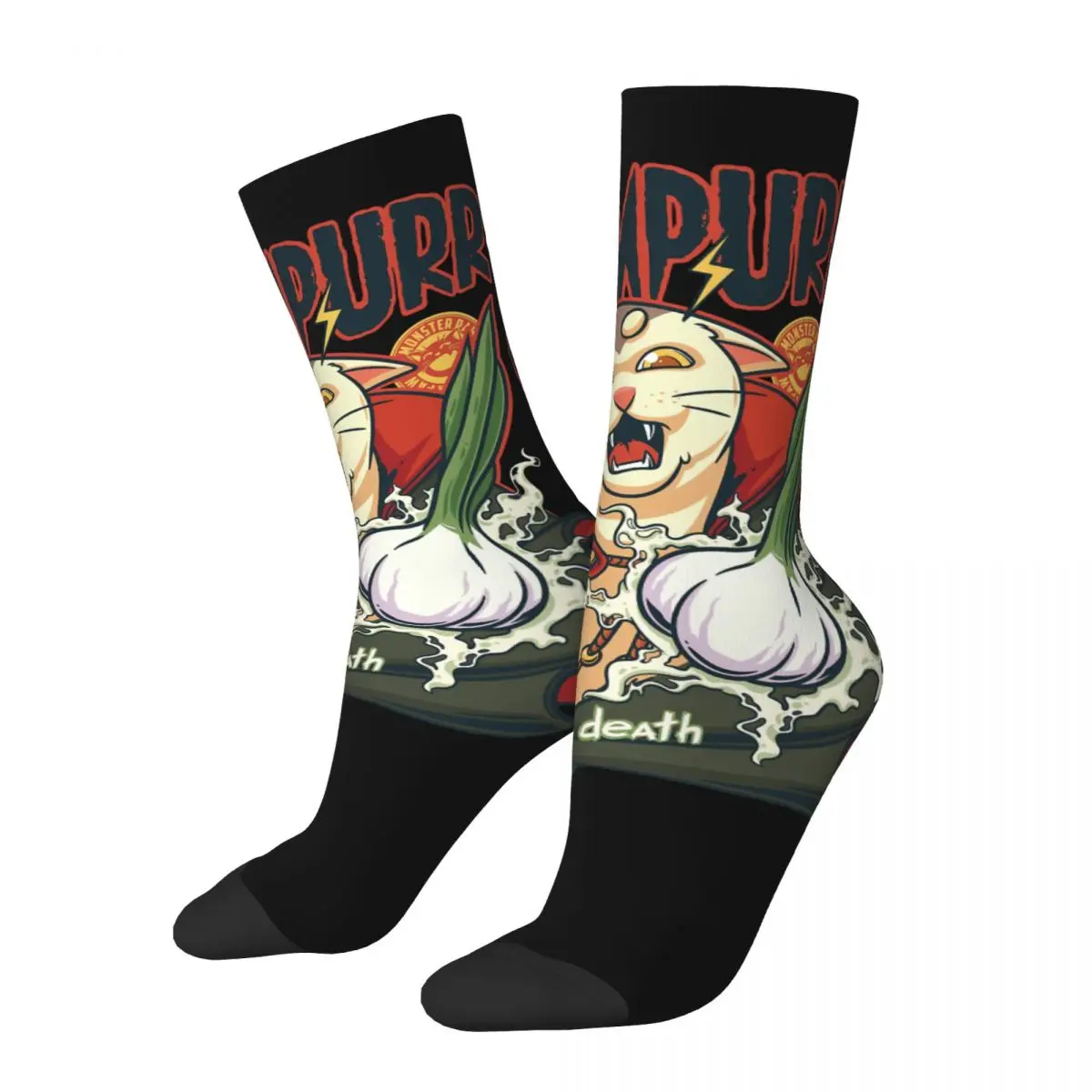 Men's compression Socks Smells Like Death Retro Harajuku Cat The Return Of Vampurr Street Novelty Seamless Crew Crazy Sock