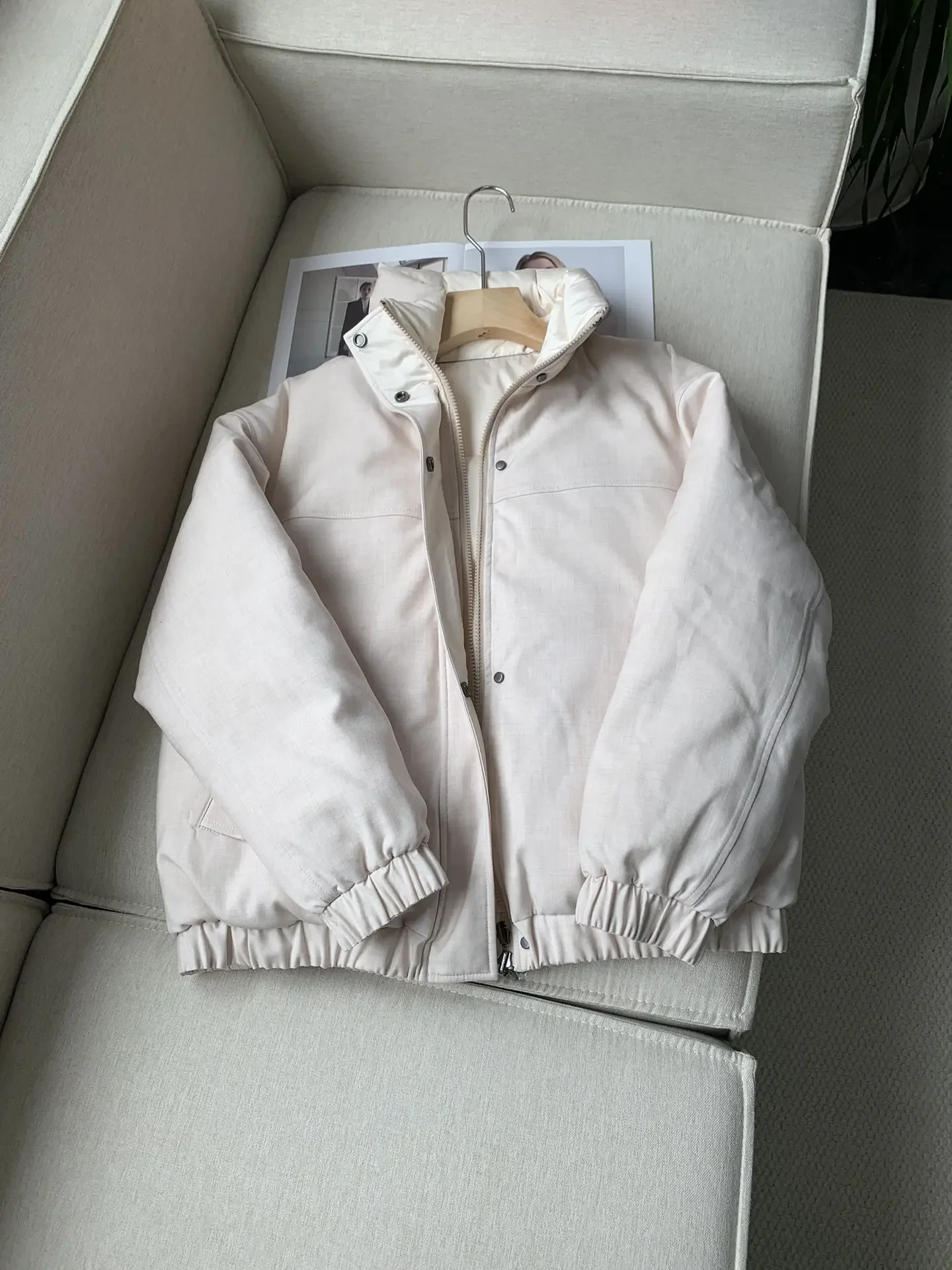 Piumino reversibile da donna invernale Cappotto caldo ampio a maniche lunghe con colletto alla coreana in misto cashmere