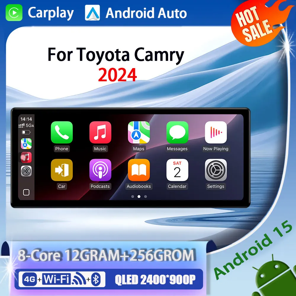 

Split Screen GPS Navi Stereo for Toyota Camry 2024 Car Radio CarPlay Auto Audio Multimedia Player WiFi 4G Accessories Android 15