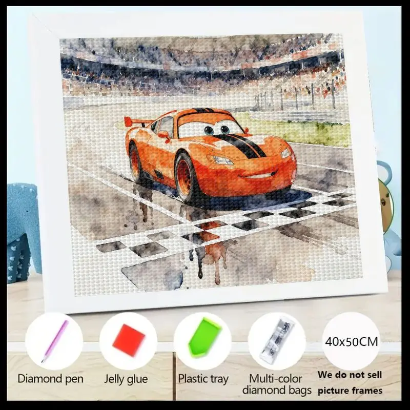 

1 шт., милый 5D полный дрель, набор для алмазной живописи, автомобили Диснея, молния Маккуин, тема гоночного автомобиля, сделай сам, хрустальные стразы, художественное ремесло для