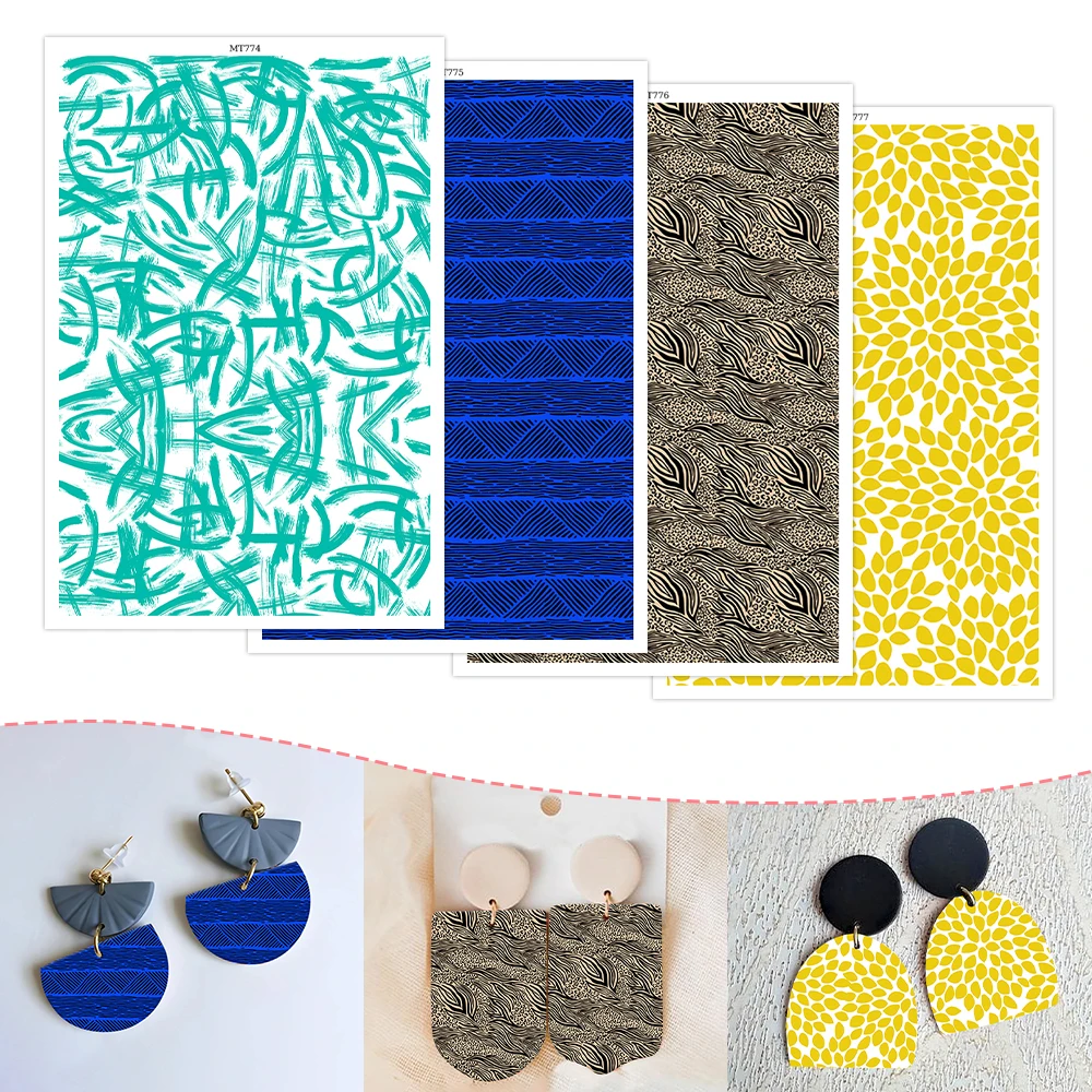 

Stripe Leaves Abstract Pattern Soft Ceramic Earrings Water Soluble Disposable Sticker for Diy Jewelry Making Decal 2025