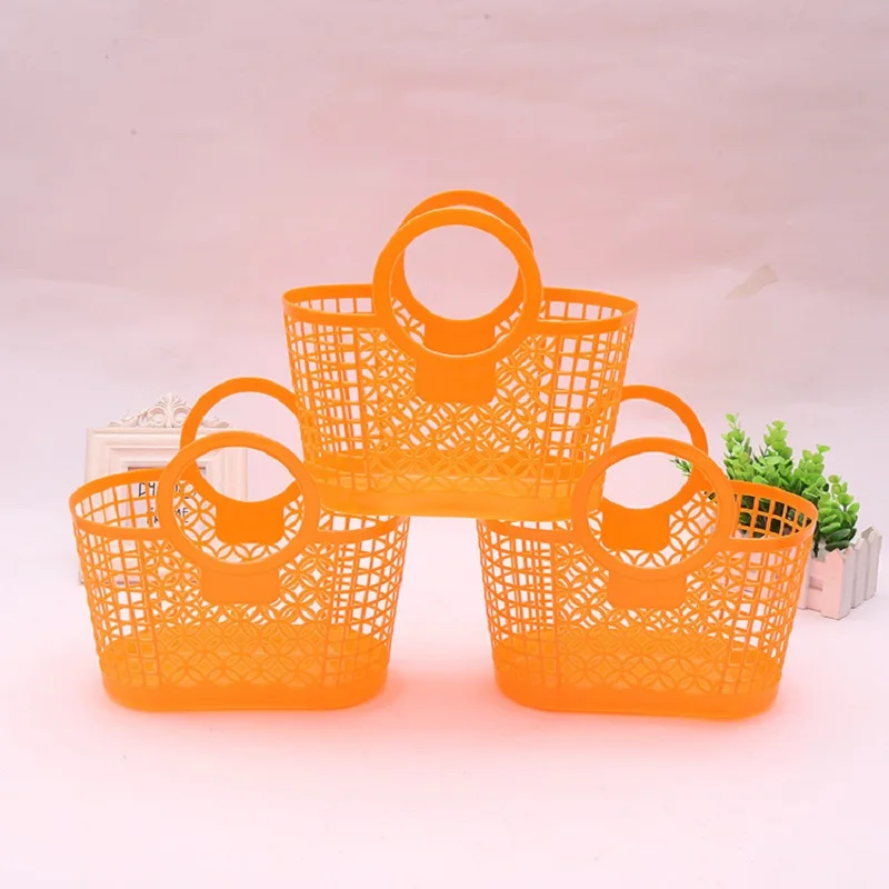 Newest Hot Sell Large plastic Portable Hand Kitchen Storage Shopping Basket Fruit Vegetable Basket 10pcs/lot