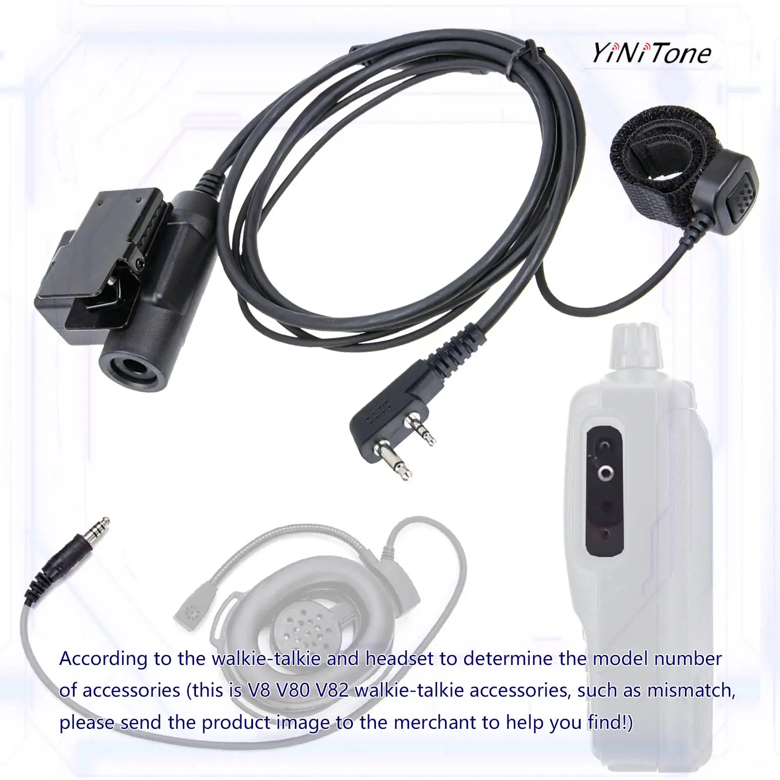 Push to antiwith Finger Microphone pour ICOM IC-V8 V80 V82 Radio bidirectionnelle Standard 7.1mm Prise haute résistance U94 PTT