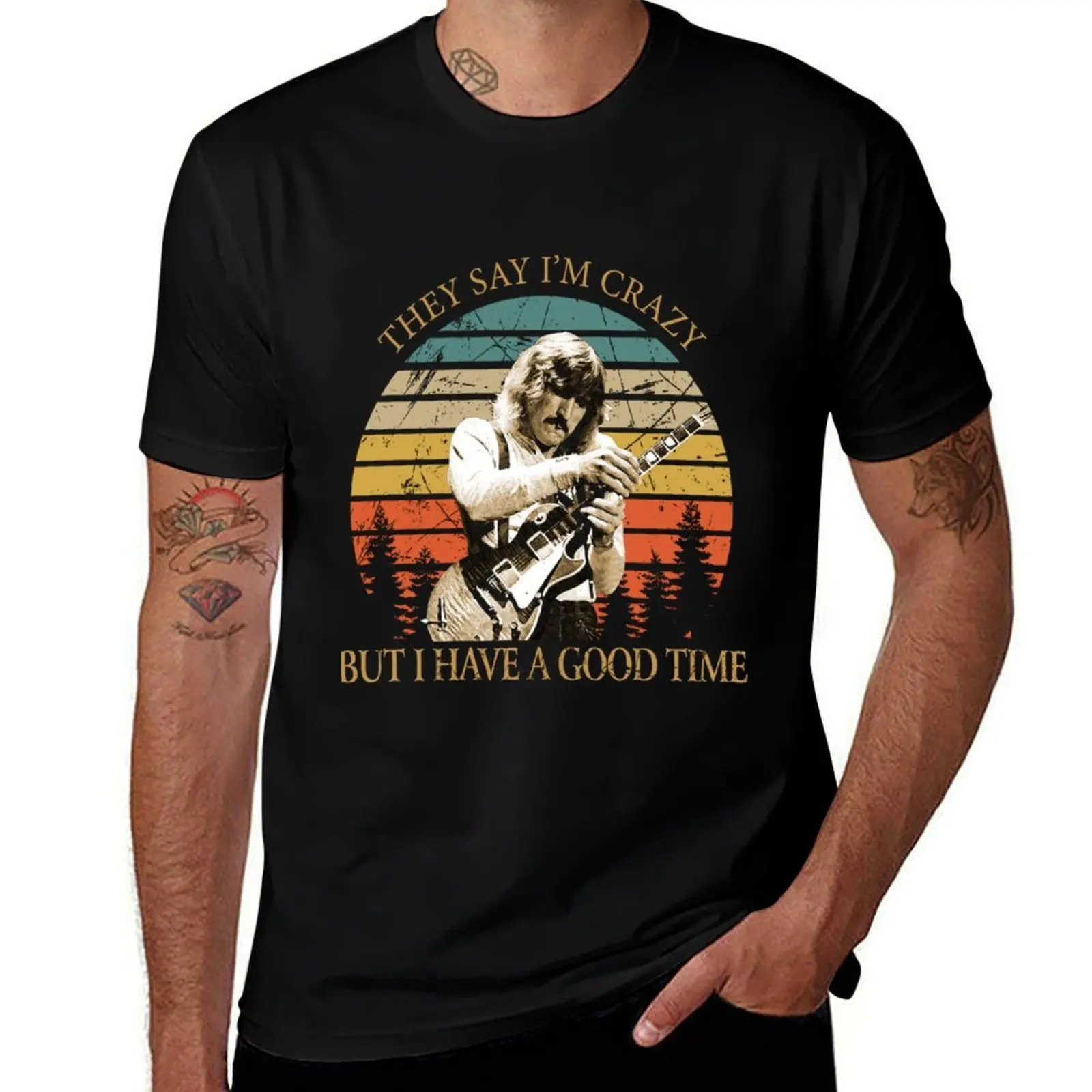 Retro Vintage they say i&x27;m crazy Joe Walsh Slim Fit Classic . T-Shirt Stain Resistant Casual Tee T-Shirt