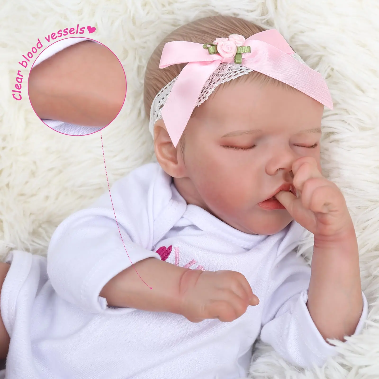 18-Zoll-Reborn-Puppe aus Vinyl |   Niedlicher Schlafstaat |   Exquisite Merkmale |   Realistischer Hautton und Ausdruck |   Bewegliche Gliedmaßen |