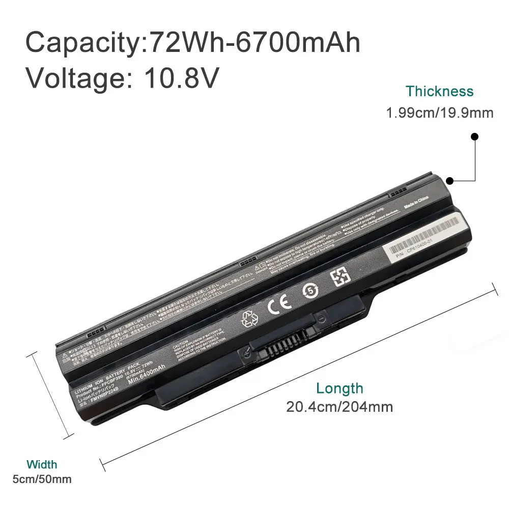 BOTODA FPCBP390 FMVNBP224B Laptop Battery 10.8V/72WH-6700mAh For Fujitsu LifeBook SH782 S782 laptop FPCBP391 FPCBP393