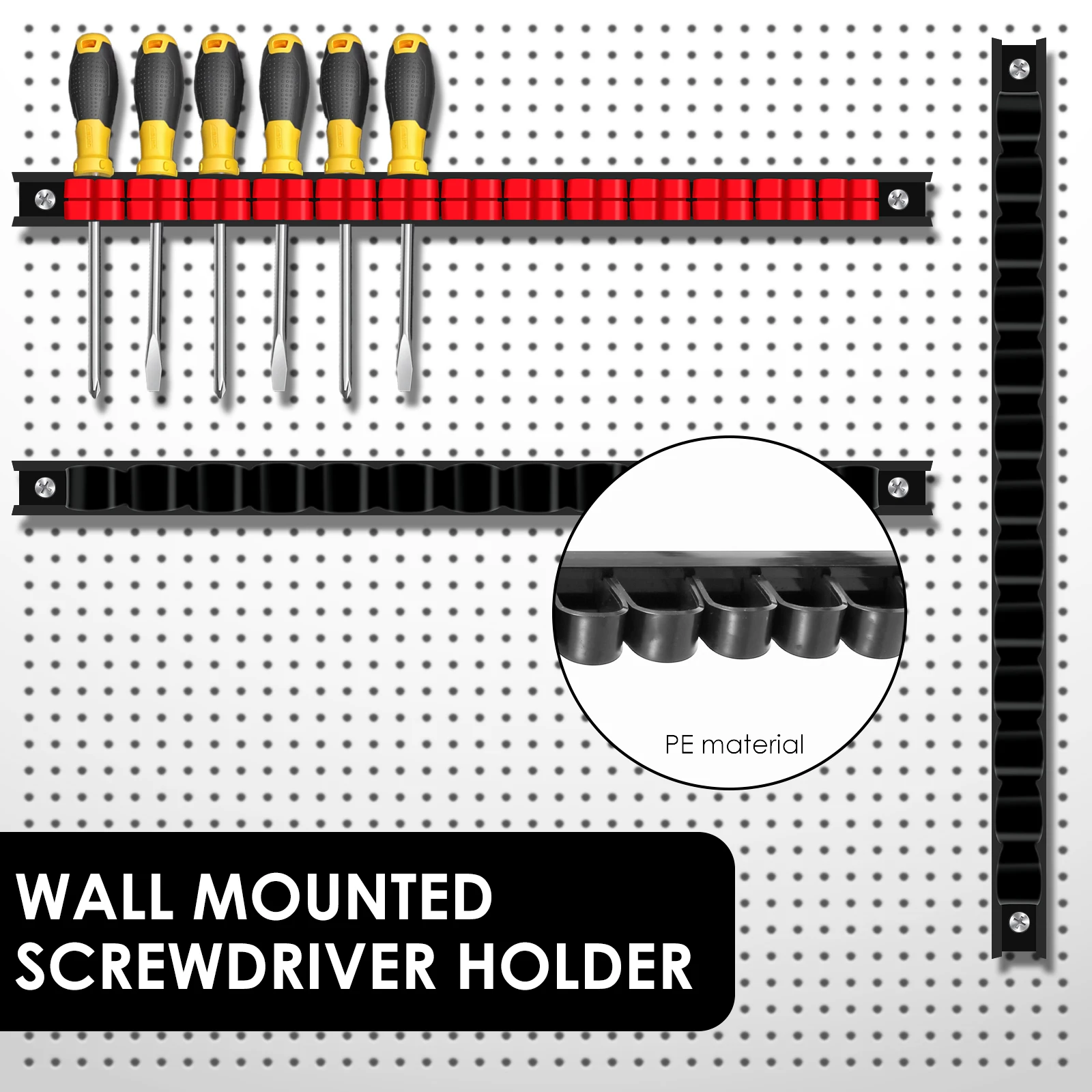 Soporte para destornillador montado en la pared, organizador de 2 piezas/5 piezas, estante para ahorro de espacio