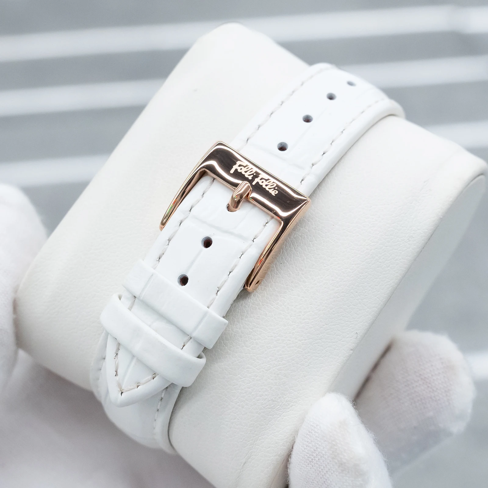 ساعة FolliFollie Equisite الماسية الكاملة للنساء أوتوماتيكية بحزام من جلد العجل باللون الذهبي الوردي ومينا مقاومة للماء 34 ملم للسيدات #5