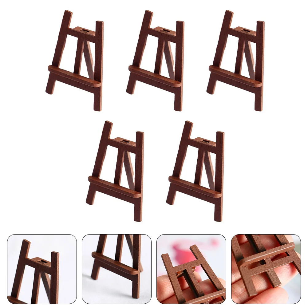 

5 Pcs Mini Easel Model Toys Micro Miniature Ornament House Desktop Scene Accessory Wooden Blackboard Child Decor