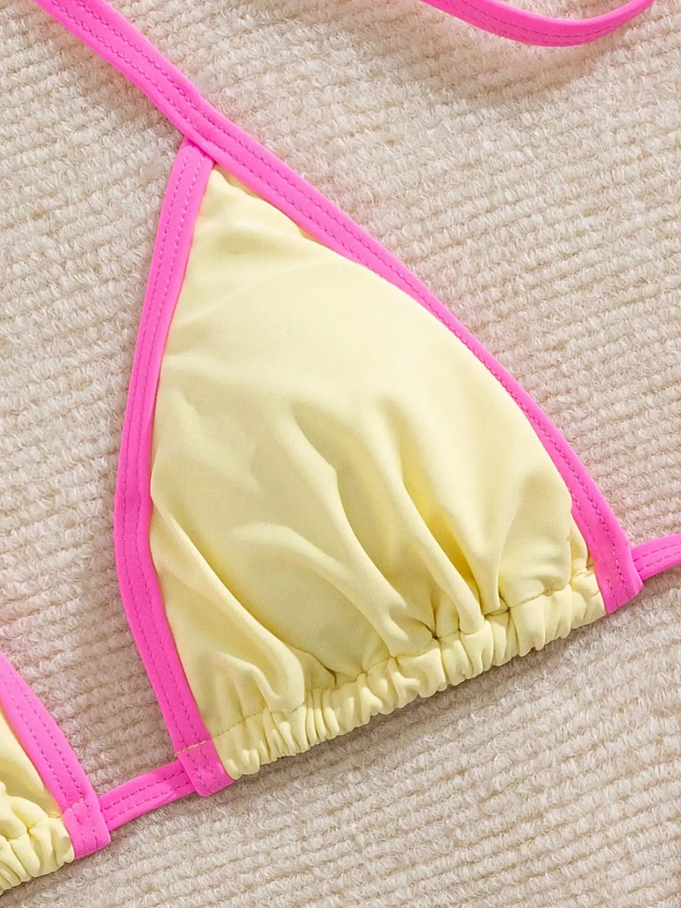 

Women's Contrast Color Halter Tie Bikini Set For Beach Vacation Summer
