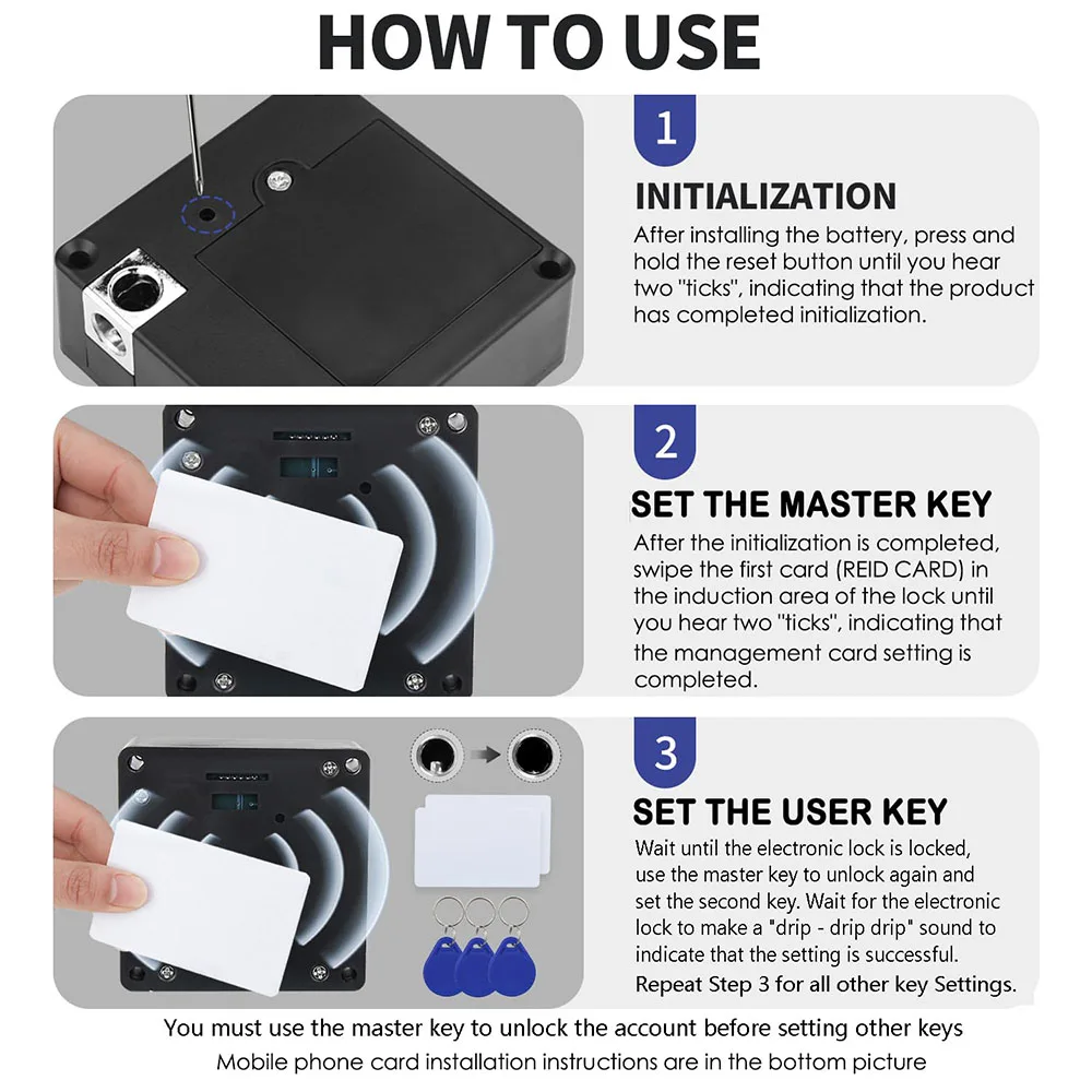 Smart Drawer Lock Invisible Electronic RFID 13.56MHz IC Cabinet Lock Unlock Intelligent Keyless Sensor Lock Easy To Install